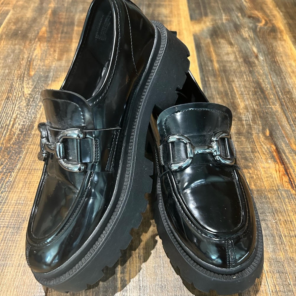 Madden Girl Black Patent Chunky Loafers